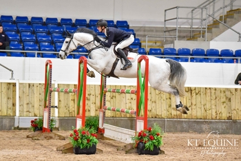 Paul Sims records his third consecutive 1.40m win on Jankorado GB at Kelsall Hill Equestrian Centre with victory in the Winter Grand Prix